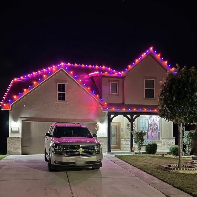 Orange and purple halloween roofline